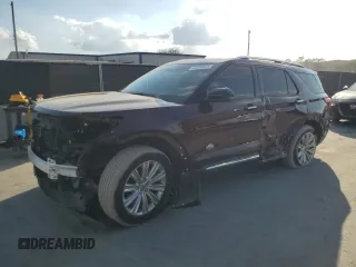 2022 Ford Explorer King Ranch with VIN 1FM5K7LC2NGA20775, listed as a Copart auction lot 44590075 with 58,560 mi miles and Salvage Title. Bid and sale history available at carsss.com. Image 1.