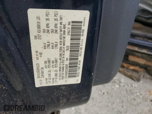 2005 Dodge Dakota SLT with VIN 1D7HE48NX5S308595, listed as a Copart auction lot 56713434 with 257,419 mi miles and Salvage Title. Bid and sale history available at DreamBid. Image 12.