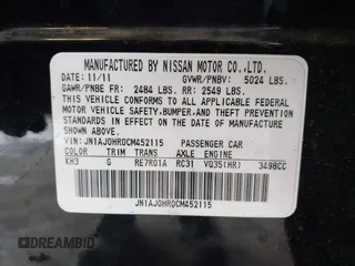 2012 Infiniti EX Journey with VIN JN1AJ0HR0CM452115, listed as a IAAI auction lot 41625220 with 168,146 mi miles. Bid and sale history available at carsss.com. Image 9.