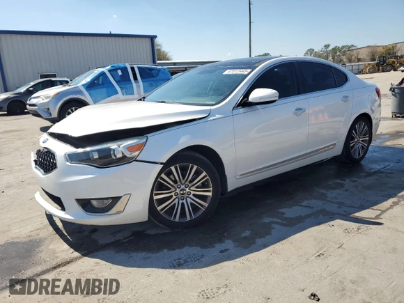 2015 Kia Cadenza Premium with VIN KNALN4D73F5185070, listed as a Copart auction lot 47012445 with 96,253 mi miles and Salvage Title. Bid and sale history available at carsss.com. Image 1.