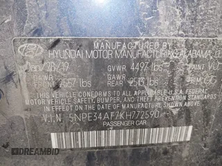 2019 Hyundai Sonata SEL z VIN 5NPE34AF7KH772590, wystawiony jako IAAI lot #42119756 z przebiegiem 85 703 mil mil oraz . Historia ofert i sprzedaży dostępna na DreamBid. Obrazek 9.