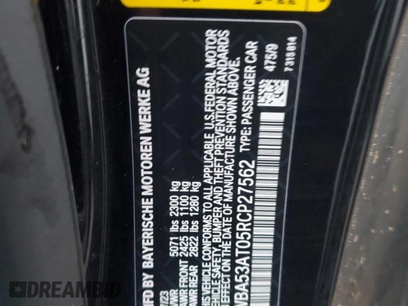 2024 BMW 4 Series M440i with VIN WBA53AT05RCP27562, listed as a Copart auction lot 74601414 with Not Provided miles and Salvage Title. Bid and sale history available at carsss.com. Image 13.