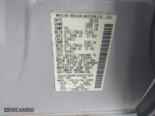 2006 Nissan Pathfinder SE with VIN 5N1AR18U46C604709, listed as a IAAI auction lot 41735976 with 123,548 mi miles. Bid and sale history available at carsss.com. Image 9.