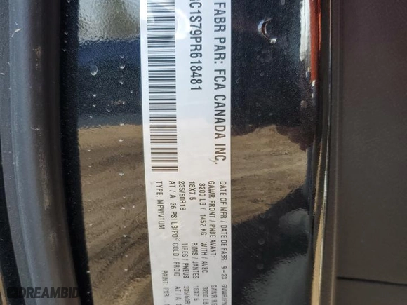 2023 Chrysler Pacifica Hybrid Limited with VIN 2C4RC1S79PR618481, listed as a Copart auction lot 49277245 with NaN miles and Clean Title. Bid and sale history available at carsss.com. Image 13.