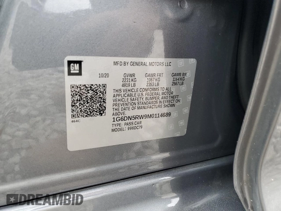 2021 Cadillac CT5 Premium Luxury with VIN 1G6DN5RW9M0114689, listed as a Copart auction lot 84798234 with 64,302 mi miles and Salvage Title. Bid and sale history available at DreamBid. Image 13.
