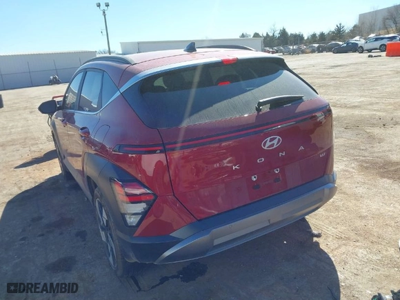2025 Hyundai Kona Limited with VIN KM8HE3A39SU203300, listed as a IAAI auction lot 41652609 with 4,395 mi miles. Bid and sale history available at carsss.com. Image 3.