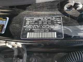 2022 Hyundai Venue SE with VIN KMHRB8A3XNU198171, listed as a Copart auction lot 62867884 with Not provided miles and Salvage title. Bid and sale history available at DreamBid. Image 12.
