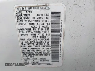 2013 Nissan Rogue S with VIN JN8AS5MT4DW532892, listed as a IAAI auction lot 41876158 with 112,324 mi miles. Bid and sale history available at carsss.com. Image 9.