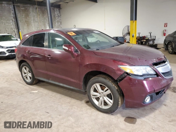 2015 Acura RDX Tech Pkg with VIN 5J8TB4H5XFL019498, listed as a Copart auction lot 46613575 with 0 mi miles and Salvage Title. Bid and sale history available at carsss.com. Image 4.