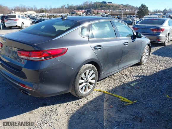 2018 Kia Optima S with VIN 5XXGT4L35JG202142, listed as a IAAI auction lot 41630240 with 94,335 mi miles. Bid and sale history available at carsss.com. Image 4.