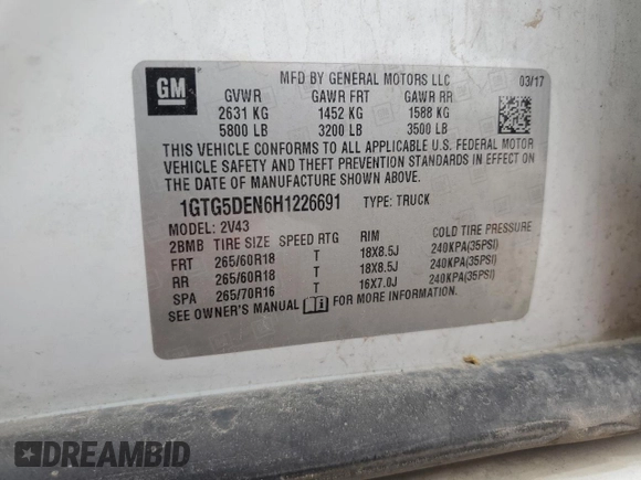 2017 GMC Canyon 2WD SLT z VIN 1GTG5DEN6H1226691, wystawiony jako Copart lot #53323815 z przebiegiem 175 389 mil mil oraz Szkoda całkowita • Salvage title. Historia ofert i sprzedaży dostępna na DreamBid. Obrazek 12.