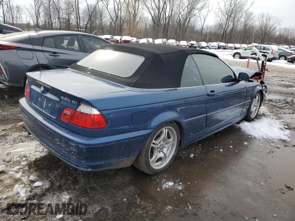 2003 BMW 3 Series 330Ci with VIN WBABS53453EV90537, listed as a Copart auction lot 44604935 with 143,530 mi miles and Salvage Title. Bid and sale history available at carsss.com. Image 3.