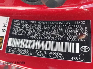 2021 Toyota Prius L Eco с VIN JTDKAMFU3M3138708, выставлен на аукционе IAAI как лот 42006401 с пробегом 38 876 миль миль и . История ставок и продаж доступна на DreamBid. Изображение 9.