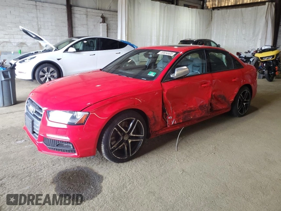 2014 Audi S4 Premium Plus z VIN WAUDGAFL3EA042813, wystawiony jako Copart lot #49654405 z przebiegiem Nie podano mil oraz Szkoda całkowita • Salvage title. Historia ofert i sprzedaży dostępna na DreamBid. Obrazek 1.