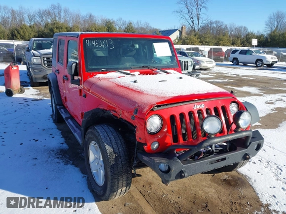 2018 Jeep Wrangler JK Unlimited Sport with VIN 1C4BJWDG9JL874850, listed as a IAAI auction lot 41482613 with 80,669 mi miles. Bid and sale history available at carsss.com. Image 1.