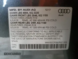 2018 Audi Q3 Premium with VIN WA1ECCFS8JR021306, listed as a Copart auction lot 60091415 with 100,604 mi miles and Salvage title. Bid and sale history available at DreamBid. Image 12.