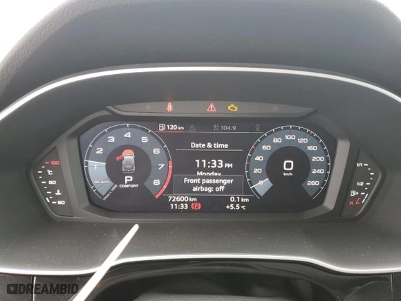 2020 Audi Q3 S line Premium Plus with VIN WA1EECF34L1061550, listed as a Copart auction lot 46917255 with 72,600 mi miles and Clean Title. Bid and sale history available at carsss.com. Image 9.