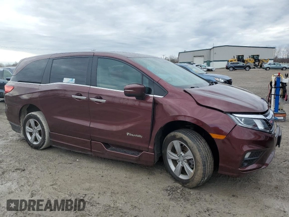 2019 Honda Odyssey EX-L with VIN 5FNRL6H70KB130948, listed as a Copart auction lot 52686395 with 35,632 mi miles and Salvage Title. Bid and sale history available at DreamBid. Image 4.