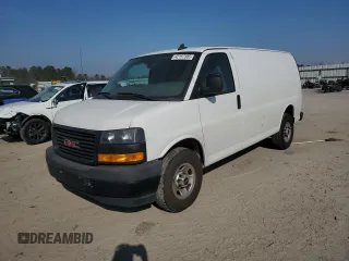 2019 GMC Savana Cargo Van with VIN 1GTW7AFP0K1301879, listed as a Copart auction lot 42157385 with 65,831 mi miles and Salvage Title. Bid and sale history available at carsss.com. Image 1.