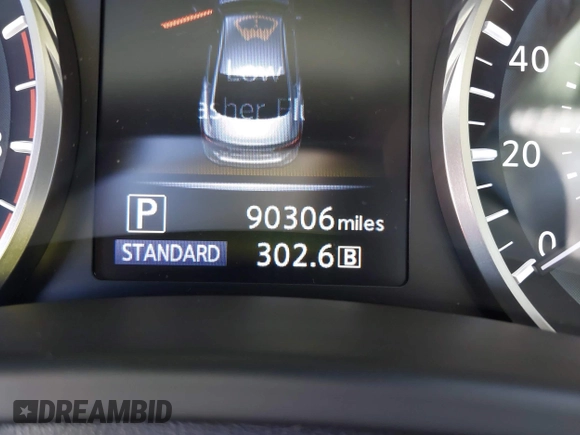 2019 Infiniti Q50 3.0t LUXE with VIN JN1EV7AP5KM514713, listed as a IAAI auction lot 41528021 with 90,306 mi miles. Bid and sale history available at carsss.com. Image 15.