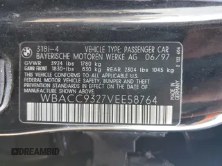 1997 BMW 3 Series 318i with VIN WBACC9327VEE58764, listed as a Copart auction lot 77671674 with 228,996 mi miles and Clean Title. Bid and sale history available at carsss.com. Image 12.