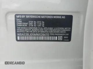 2021 BMW 5 Series 540i with VIN WBA53BJ05MWX28470, listed as a Copart auction lot 87256064 with Not Provided miles and Salvage Title. Bid and sale history available at DreamBid. Image 12.
