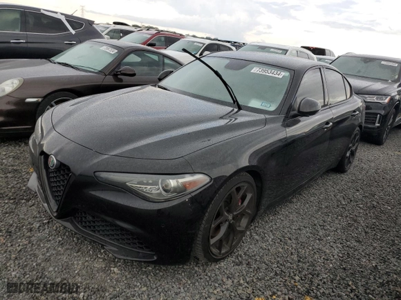 2019 Alfa Romeo Giulia with VIN ZARFAMAN4K7622772, listed as a Copart auction lot 73953434 with 0 mi miles and Salvage Title. Bid and sale history available at carsss.com. Image 1.