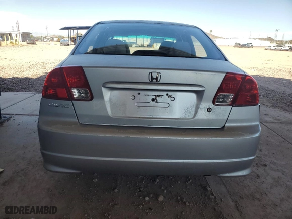 2005 Honda Civic Sdn VP SSRSv with VIN 2HGES16485H501805, listed as a Copart auction lot 75119984 with 198,062 mi miles and Salvage Title. Bid and sale history available at carsss.com. Image 6.