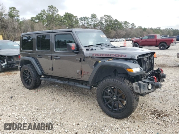2018 Jeep Wrangler Unlimited Rubicon with VIN 1C4HJXFN9JW249214, listed as a Copart auction lot 42692175 with 161,157 mi miles and Salvage title. Bid and sale history available at DreamBid. Image 4.