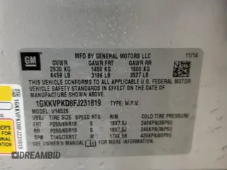2015 GMC Acadia SLE with VIN 1GKKVPKD8FJ231819, listed as a Copart auction lot 58391045 with 102,230 mi miles and Salvage title. Bid and sale history available at DreamBid. Image 13.