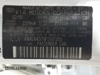 2015 Kia Cadenza Premium with VIN KNALN4D78F5197330, listed as a Copart auction lot 65936324 with 62,236 mi miles and Salvage Title. Bid and sale history available at carsss.com. Image 12.