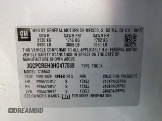 2017 Chevrolet Silverado 1500 LT with VIN 3GCPCREH0HG477589, listed as a Copart auction lot 61572834 with 72,038 mi miles and Salvage Title. Bid and sale history available at DreamBid. Image 13.