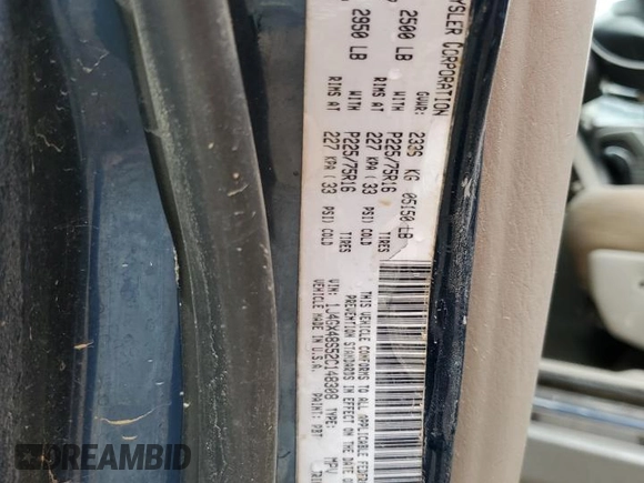 2002 Jeep Grand Cherokee Laredo z VIN 1J4GX48S52C148308, wystawiony jako Copart lot #58755165 z przebiegiem Nie podano mil oraz Nie do naprawy • Non repairable. Historia ofert i sprzedaży dostępna na DreamBid. Obrazek 14.