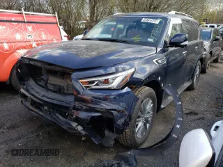 2021 Infiniti QX80 LUXE with VIN JN8AZ2AE9M9270267, listed as a Copart auction lot 49732583 with 44,104 mi miles. Bid and sale history available at carsss.com. Image 1.
