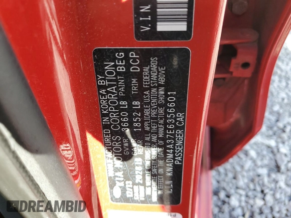 2014 Kia Rio LX with VIN KNADM4A37E6356601, listed as a Copart auction lot 71753504 with 166,142 mi miles and Salvage Title. Bid and sale history available at DreamBid. Image 12.