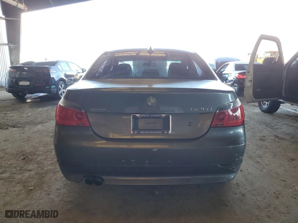 2006 BMW 5 Series 525i with VIN WBANE53556CK80479, listed as a Copart auction lot 44297855 with 168,966 mi miles and Salvage Title. Bid and sale history available at carsss.com. Image 6.