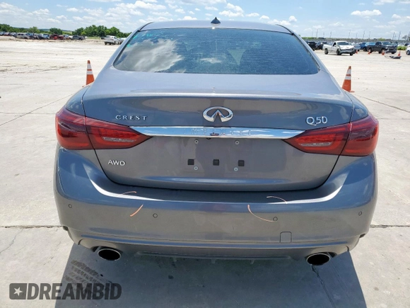 2020 Infiniti Q50 Luxe with VIN JN1EV7AR3LM254833, listed as a Copart auction lot 56284785 with 30,591 mi miles and Salvage title. Bid and sale history available at DreamBid. Image 6.