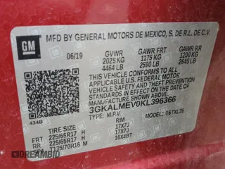 2019 GMC Terrain SLE with VIN 3GKALMEV0KL396366, listed as a Copart auction lot 72405394 with 68,837 mi miles and Salvage Title. Bid and sale history available at DreamBid. Image 14.