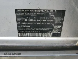 2011 Mercedes-Benz GL-Class GL 450 with VIN 4JGBF7BE3BA751188, listed as a Copart auction lot 58128194 with 129,660 mi miles and Clean Title. Bid and sale history available at carsss.com. Image 13.