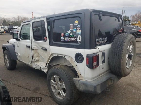 2019 Jeep Wrangler Unlimited Sport with VIN 1C4HJXDG0KW506153, listed as a Copart auction lot 42191625 with 81,954 mi miles and Salvage title. Bid and sale history available at DreamBid. Image 2.