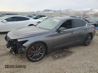 2018 Infiniti Q50 Red Sport 400 with VIN JN1FV7AP8JM640101, listed as a Copart auction lot 85910834 with Not Provided miles and Salvage Title. Bid and sale history available at DreamBid. Image 1.