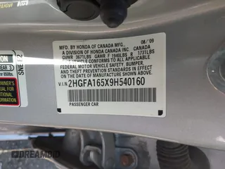 2009 Honda Civic LX z VIN 2HGFA165X9H540160, wystawiony jako IAAI lot #42389457 z przebiegiem 71 737 mil mil oraz . Historia ofert i sprzedaży dostępna na DreamBid. Obrazek 9.