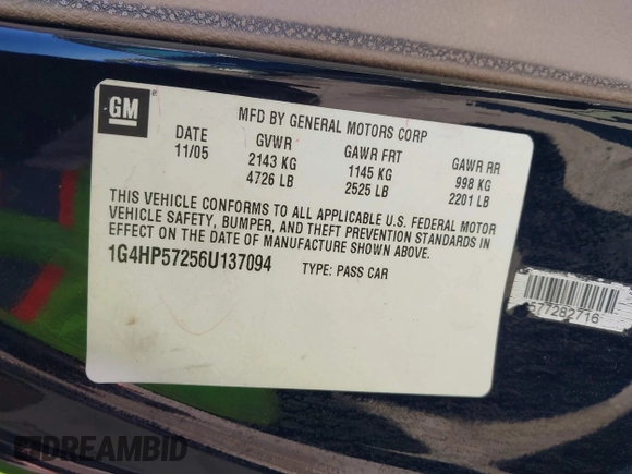 2006 Buick Lucerne CX with VIN 1G4HP57256U137094, listed as a IAAI auction lot 41846311 with 132,935 mi miles. Bid and sale history available at carsss.com. Image 9.