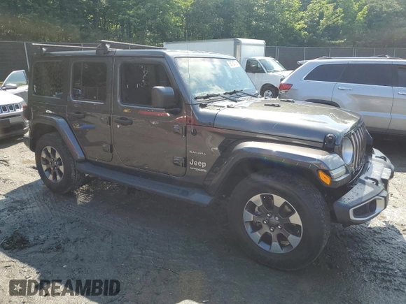 2018 Jeep Wrangler Unlimited Sahara with VIN 1C4HJXEGXJW229881, listed as a Copart auction lot 58762775 with 82,470 mi miles and Salvage title. Bid and sale history available at DreamBid. Image 4.