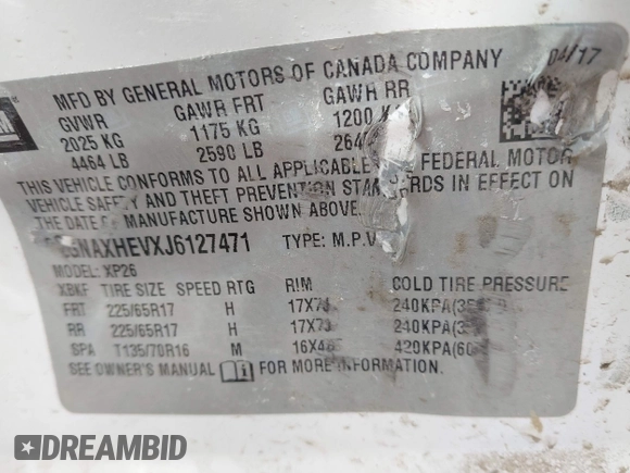 2018 Chevrolet Equinox LS with VIN 2GNAXHEVXJ6127471, listed as a IAAI auction lot 41908117 with 55,695 mi miles and . Bid and sale history available at DreamBid. Image 9.