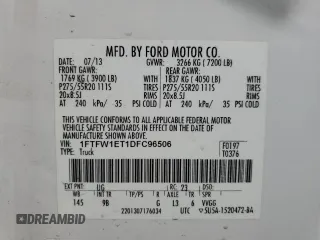 2013 Ford F-150 XL with VIN 1FTFW1ET1DFC96506, listed as a Copart auction lot 47706655 with 146,405 mi miles and Salvage Title. Bid and sale history available at carsss.com. Image 15.