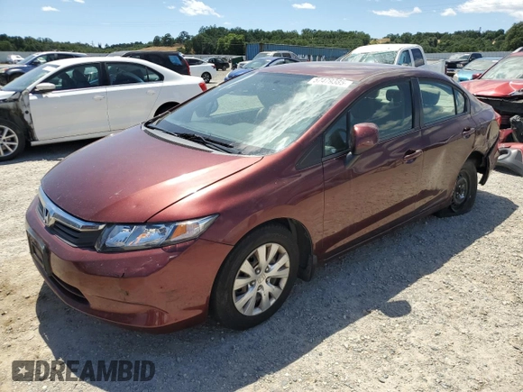 2012 Honda Civic LX z VIN 19XFB2F51CE347741, wystawiony jako Copart lot #57479385 z przebiegiem 173 523 mil mil oraz Szkoda całkowita • Salvage title. Historia ofert i sprzedaży dostępna na DreamBid. Obrazek 1.
