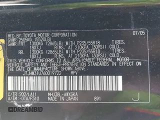 2006 Lexus RX 400h with VIN JTJHW31U760019722, listed as a IAAI auction lot 42117438 with 173,410 mi miles and . Bid and sale history available at DreamBid. Image 9.