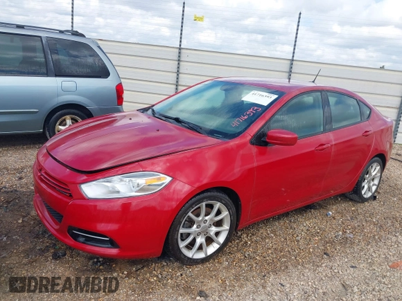 2013 Dodge Dart SXT with VIN 1C3CDFBA1DD155511, listed as a IAAI auction lot 41716393 with 77,622 mi miles. Bid and sale history available at carsss.com. Image 2.