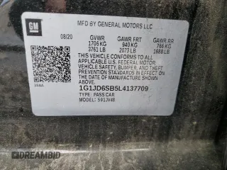 2020 Chevrolet Sonic LT z VIN 1G1JD6SB5L4137709, wystawiony jako Copart lot #55651925 z przebiegiem 38 048 mil mil oraz Szkoda całkowita • Salvage title. Historia ofert i sprzedaży dostępna na DreamBid. Obrazek 12.